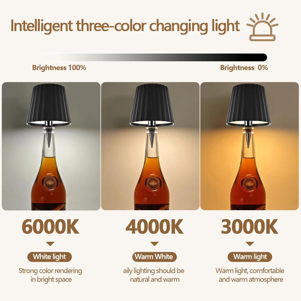 Wine Bottle LED Wireless Table Lamp mAh 7 Colors Dimmable RGB USB Rechargeable Dining Table Lights Beverage Lamp Top touch
