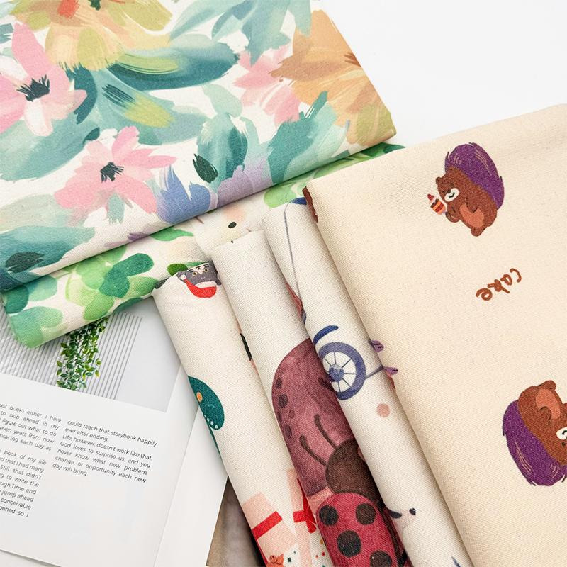 0.5m Encrypt Cotton Linen Children's Day Theme Style Fabric for Tablecloths Door Curtains Decorative Cloth Handmade DIY Fabrics