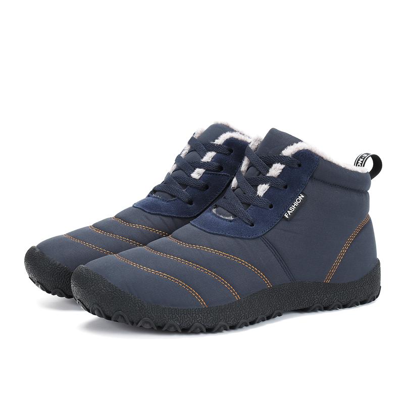 

МодаМужские Снежные Ботинки на шнуровке Зимние Ботильоны для Мужчин Теплые на шнуровке хлопковые Мужские Ботинки Модные Плюшевые Зимние Ботинки Мех Мужские Кроссовки 41 синий