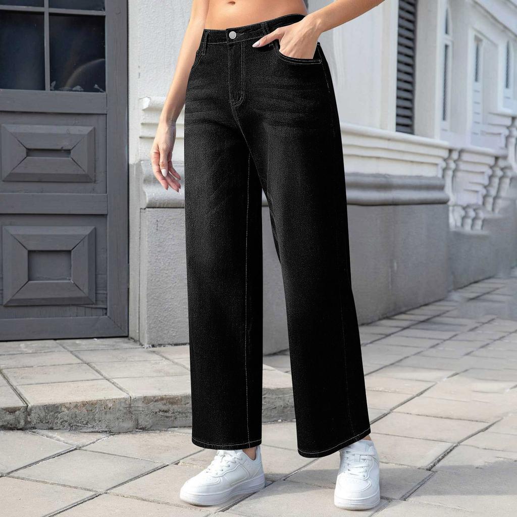 Women Winter Thciken Fleece Keep Warm Denim Jeans Ladies High Street Straight Pants