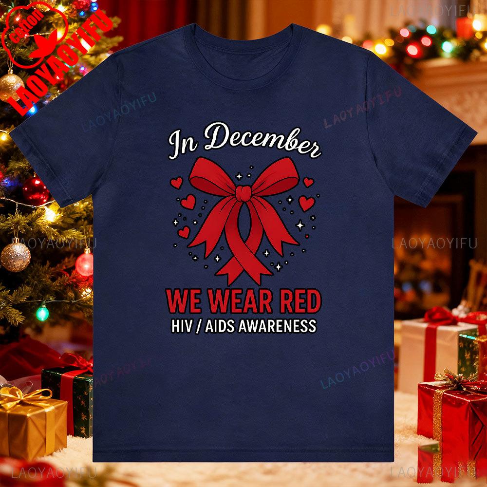 Aids Awareness Png Red Ribbon World Aids Day Awareness Ribbon Svg in December We Wear Red Sublimation Tshirt S
