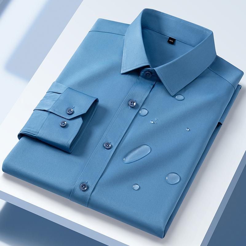 High Quality Mens Business Shirts Long Sleeve Causal Waterproof Soft Wrinkle-free Oil-proof No Ironing Slim Fit White Man Clothe