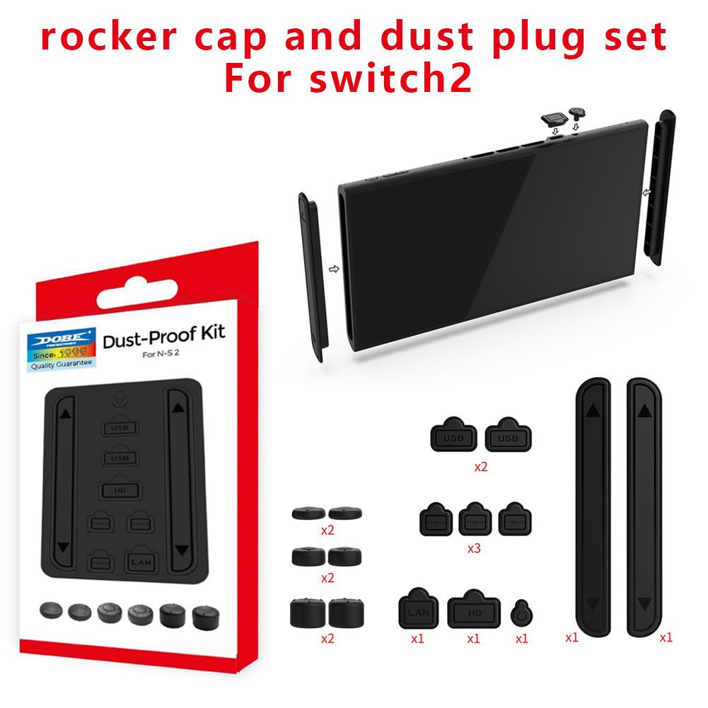  for Switch 2 Console Dustproof Kit + Joystick Cap,16-In-1 Silicone Thumbstick Plug Grip For Swi M0F9