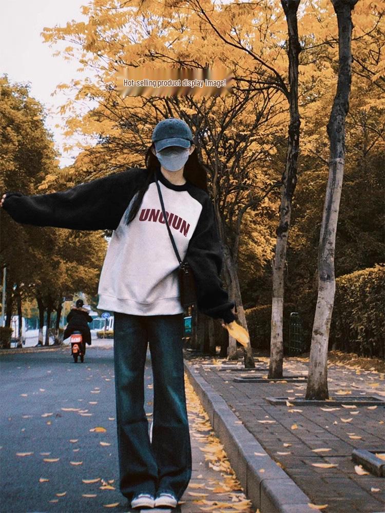 Damska bluza z raglanowymi rękawami na jesień z własnym logo - Luźny krój, długi rękaw