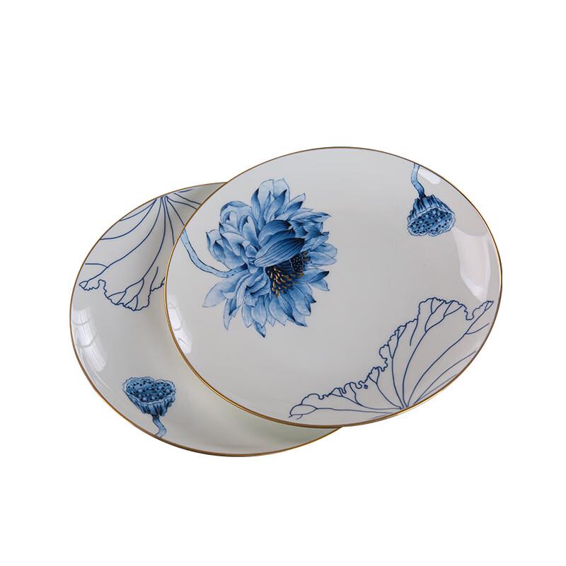 

Zhishi 86-Piece European Bone China Dinnerware Set with Gold & Lotus Enamel