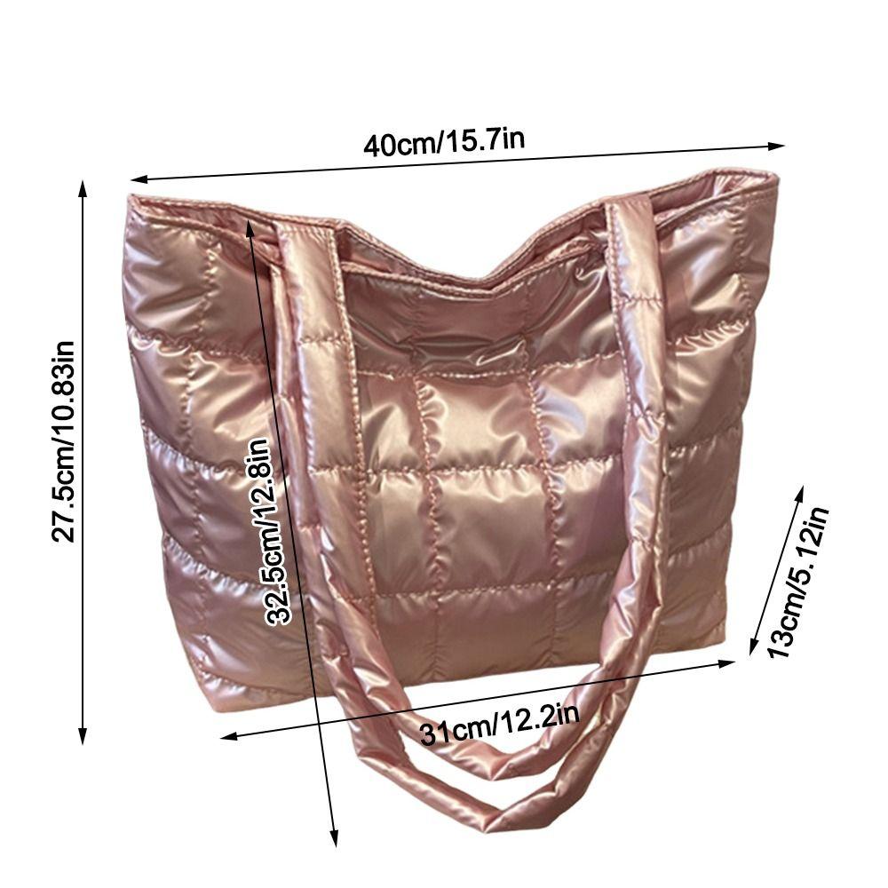 Fashion Solid Color Shoulder Bags Large Capacity Down Cotton Padded Quilted Tote Bag Underarm Bags Women Girls