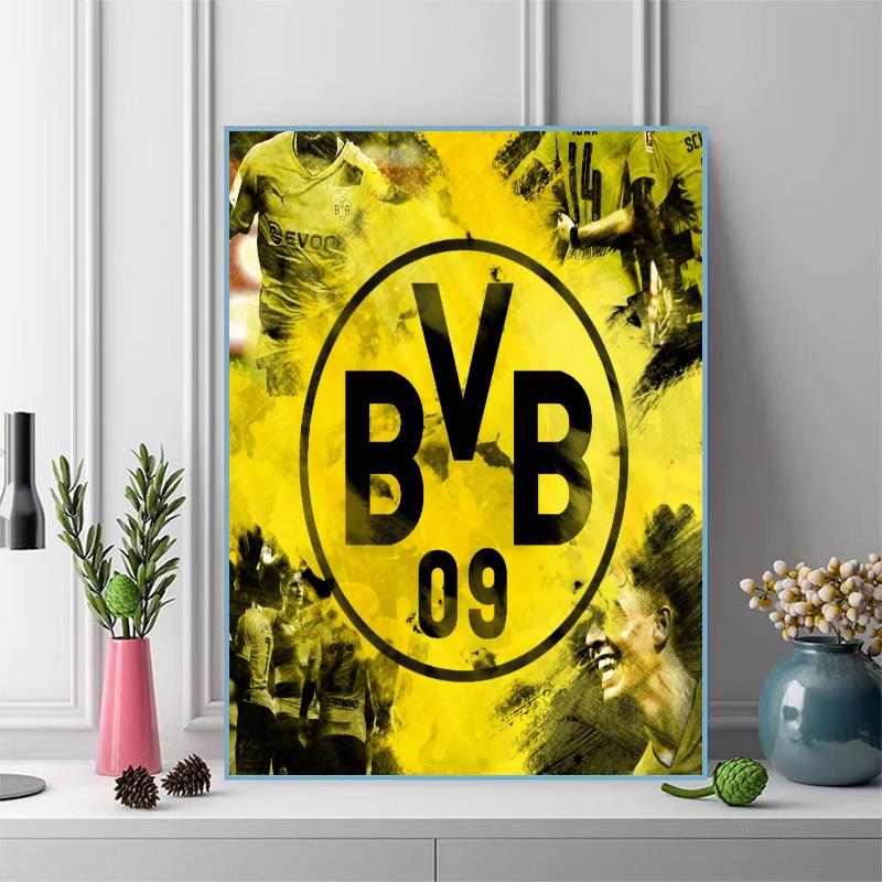 Borussia Dortmund Pattern 3pcs 100% Round Full Drill 5D DIY Diamond Painting Embroidery Cross Stitch Rhinestone Décor