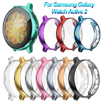 Ultradünne galvanisierte TPU-Schutzuhrenhülle mit vollständiger Displayschutzfolie für Samsung Galaxy Watch Active 2 40 44 mm