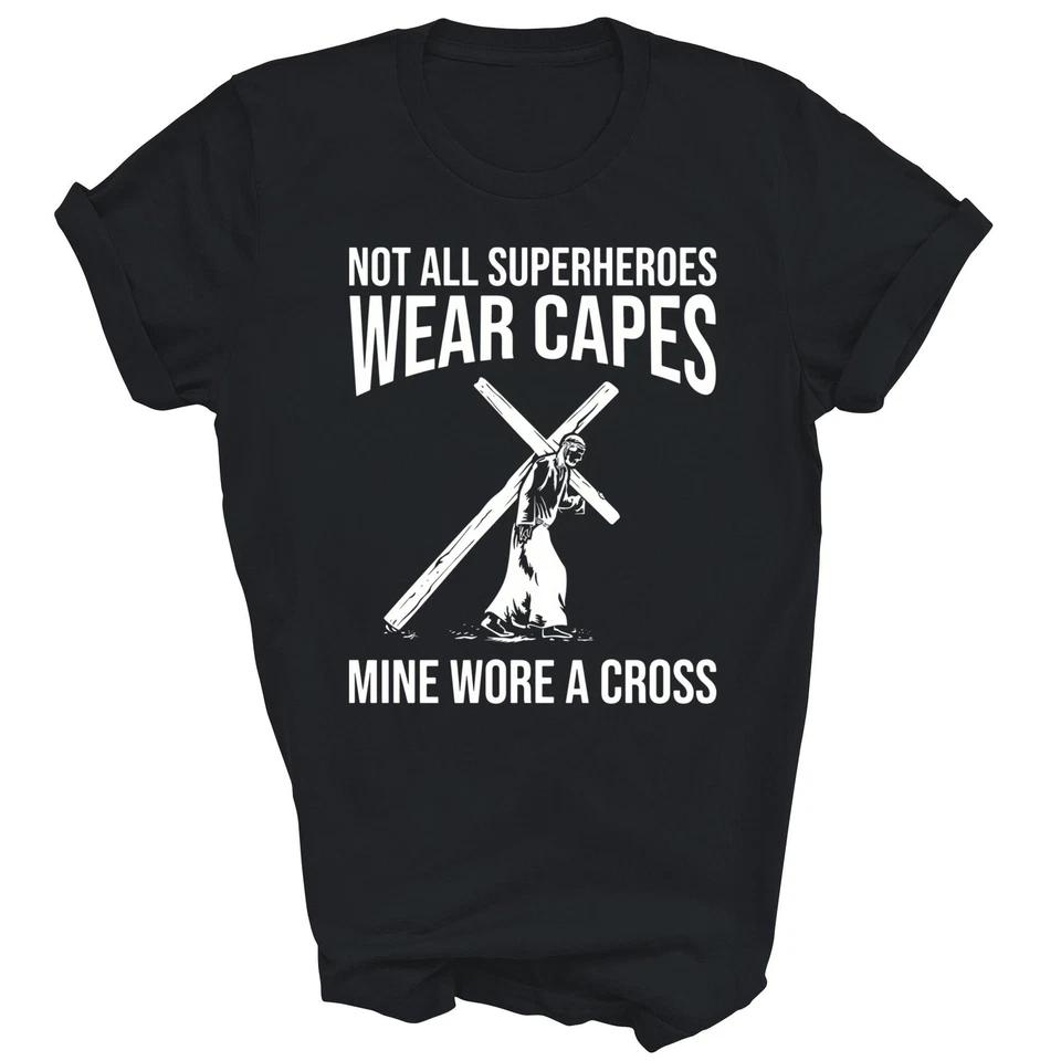 Jesus Superhero Christ Cross God Christian T-Shirt 4XL