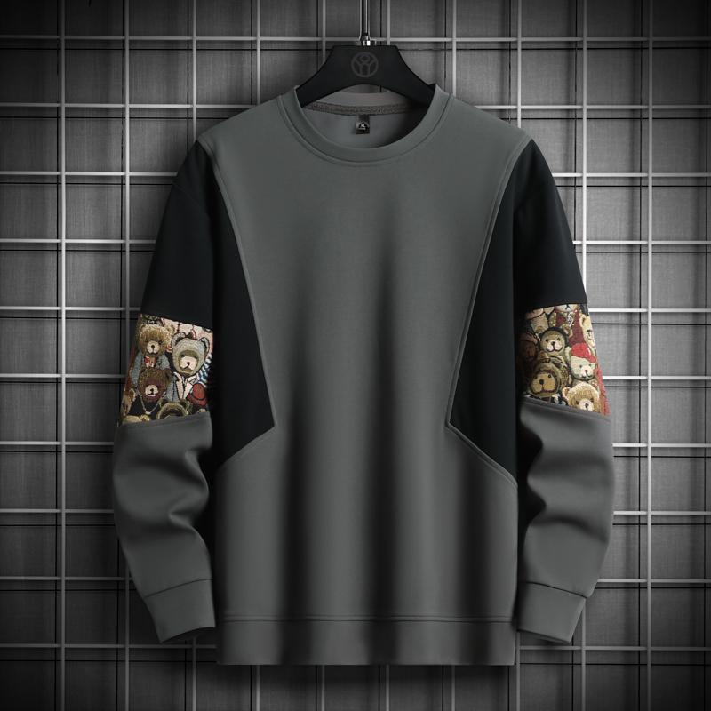 Men s Genuine Woodpecker Autumn Hoodie: Casual Loose-Fit Round Neck, Plus Size Top 5XL for 190-220 jin
