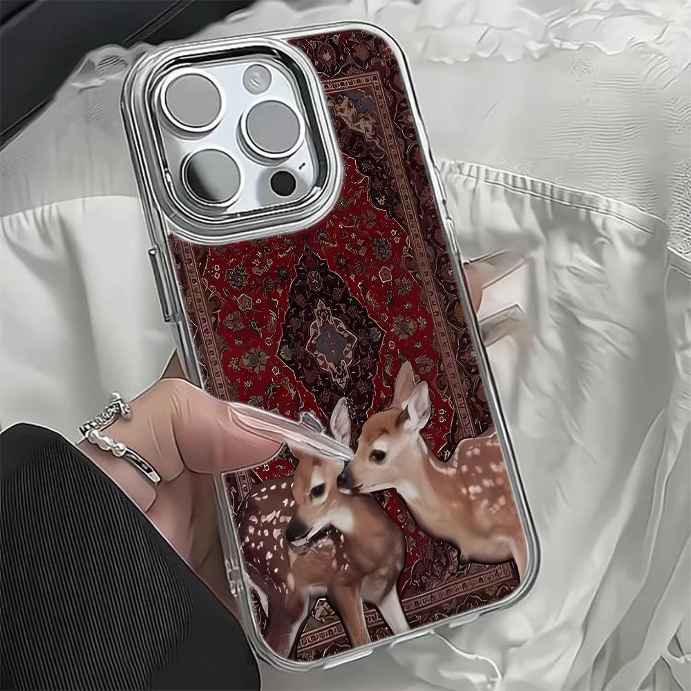 Two Deer Phone Case For Iphone 17 17E 16E 15 Pro Max 12 14 11 16 13 Transparent Ultra-Thin Protective Shell Coque