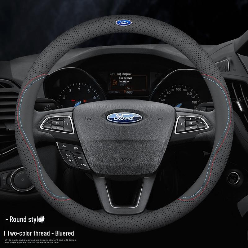 Ford Steering Wheel Cover: Genuine Leather for Mondeo, Edge, Kuga, Focus, Fiesta, Explorer, Mustang