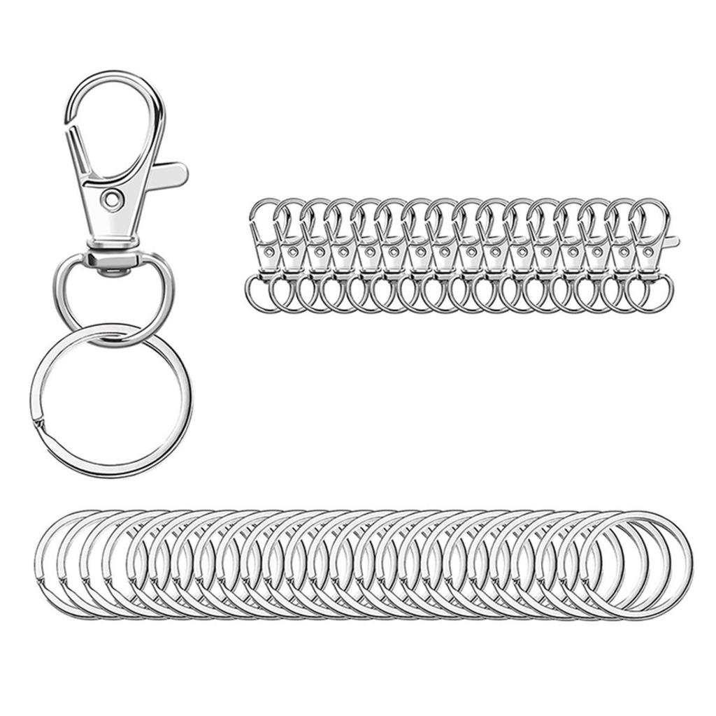 25Pcs Swivel Clasps Set Lanyard Snap Hooks with Key Chain Rings Keychain Clip Hooks for DIY Jewelry Necklace Bracelet Making Handcrafts Supplies