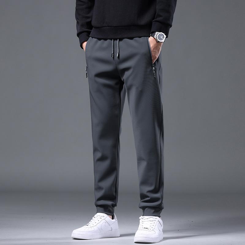 Men's Fleece Pants Casual Men's Sweatpants Loose Straight Sports Pants Autumn and Winter Warm Trousers Solid Color Versatile