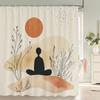 Abstract Bohemian style, Artistic Leaf Woman Shower Curtain Floral Printed Bathroom Bath Curtain Home Decor Curtain With Hooks