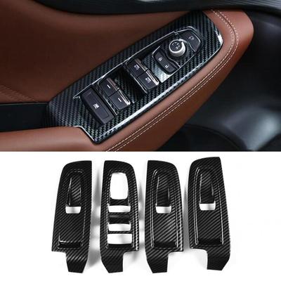 4pcs Car Interior Door Armrest Window Switch Button Cover Trim Fit for Subaru Forester SK  Carbon Fiber Grain Car