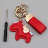 Instant Wealth Leather Keychain with Cartoon Pony Pendant for Couples – Trendy Bag and Car Accessory