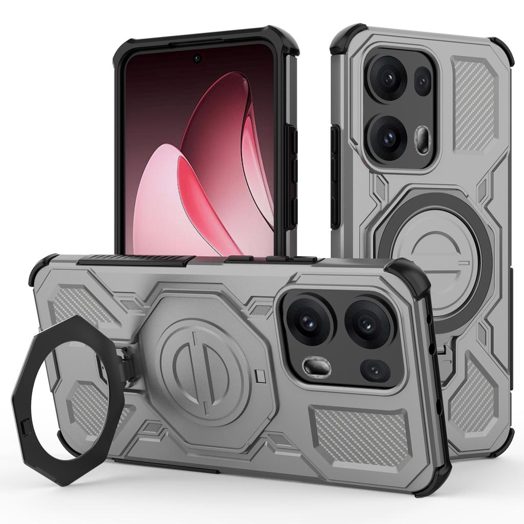 For Oppo Reno13 Pro 5G Magnetic Case Rotating Metal Kickstand PC+TPU Phone Back Cover