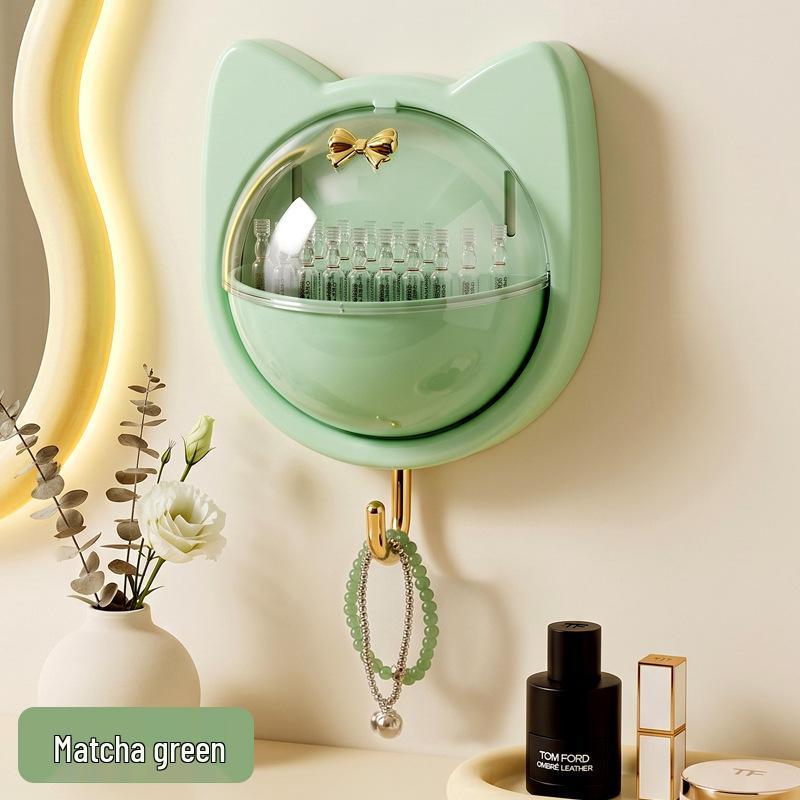 Wall-Mounted Flip-Top Clear Skincare Storage Box, Dustproof & Punch-Free
