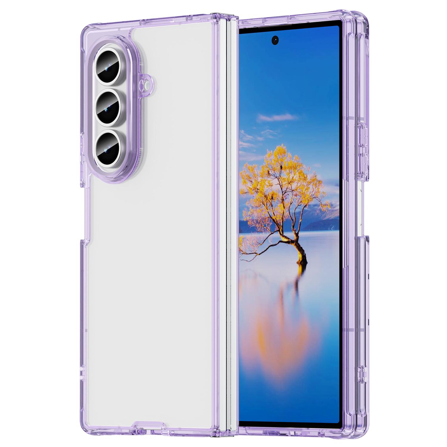 

Чехол для Samsung Galaxy Z Fold7 5G TPU+Акриловая Задняя Крышка Телефона Не Желтеет Purple