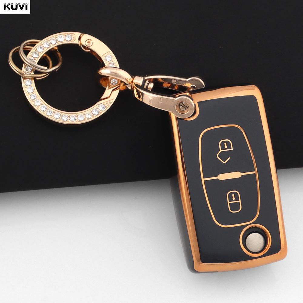 Fashion TPU Car Key Case Cover Keychain Fob Shell For Citroen C2 C3 C4 C5 C6 Xsara Berlingo For Peugeot 207 307 308 407 607 807