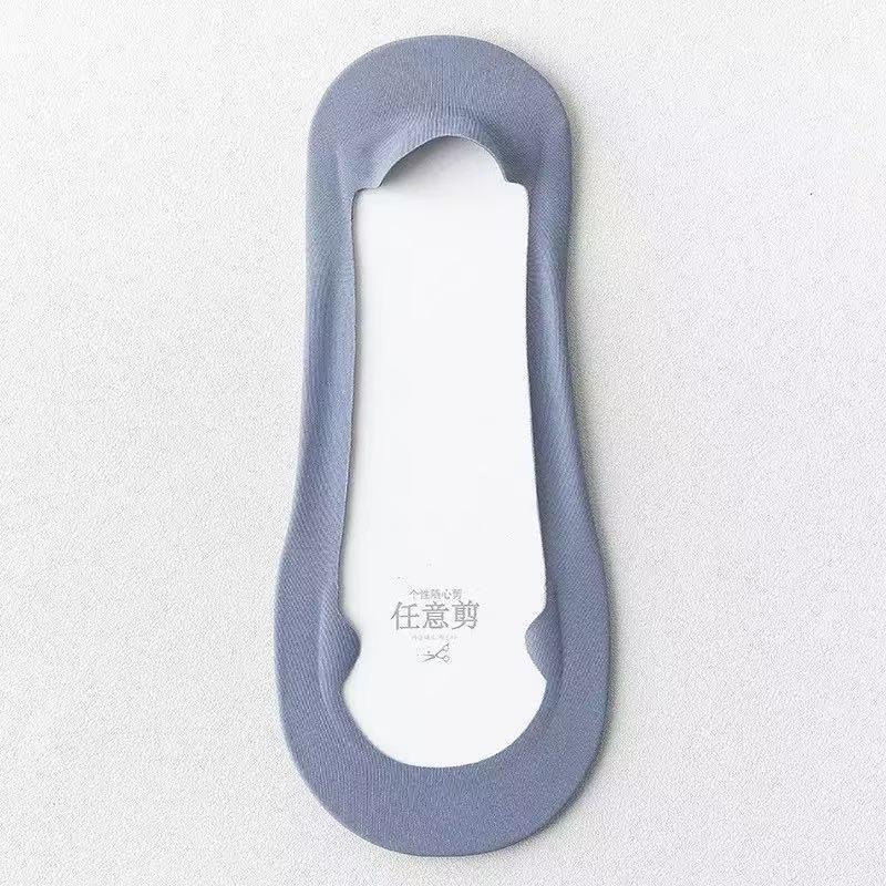 1/5pairs Fashion Women Solid Color Thin Boat Sock Summer Invisible Non Slip Absorbing Short Sock Breathable Soft Ice Silk Sock