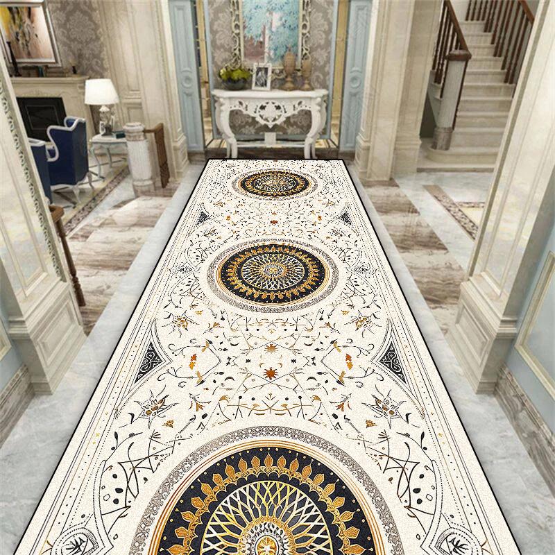 Luxury Red Hall Corridor Carpet Non-slip Stairway Hallway Decoration Home Floor Mats Washable Runner Customizable Aisle Rug