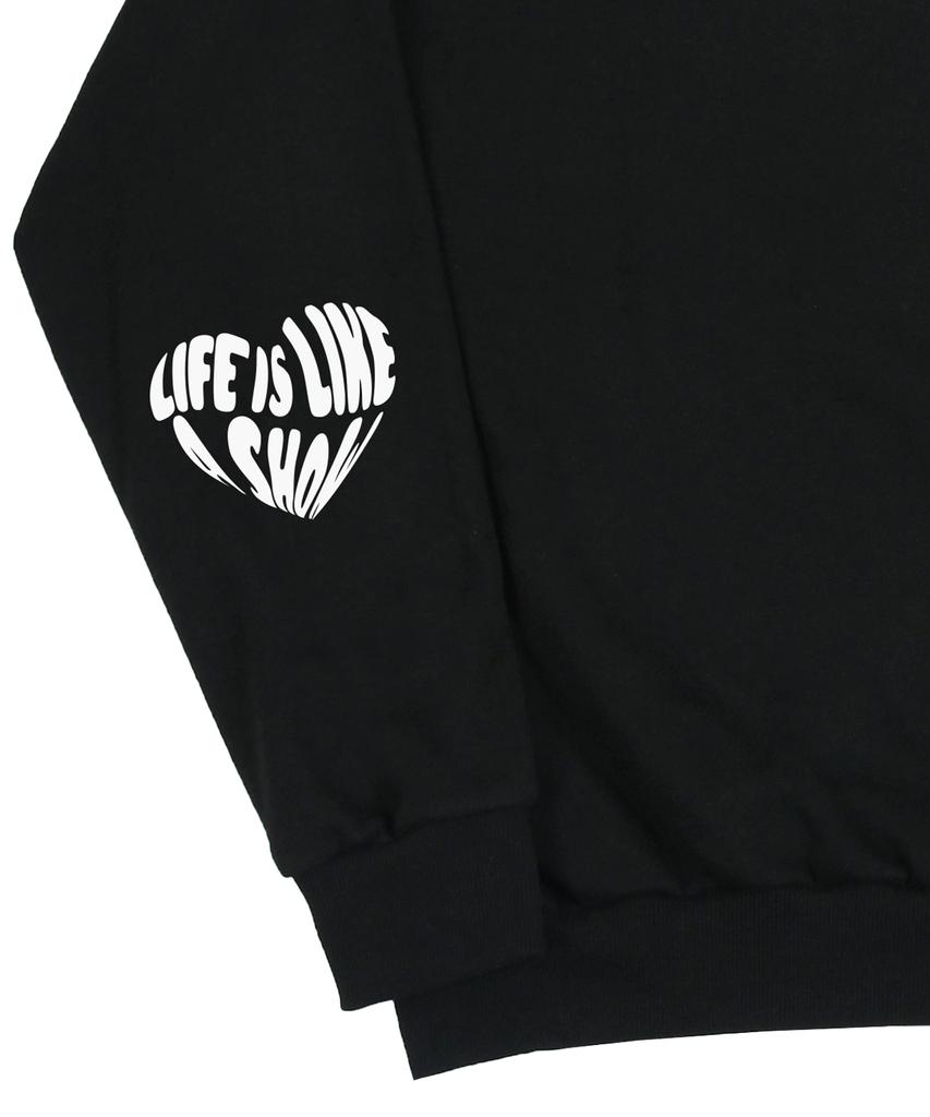 GRAVER [Unisex] Elbow Life Logo Heart Smile Sweatshirt_Black