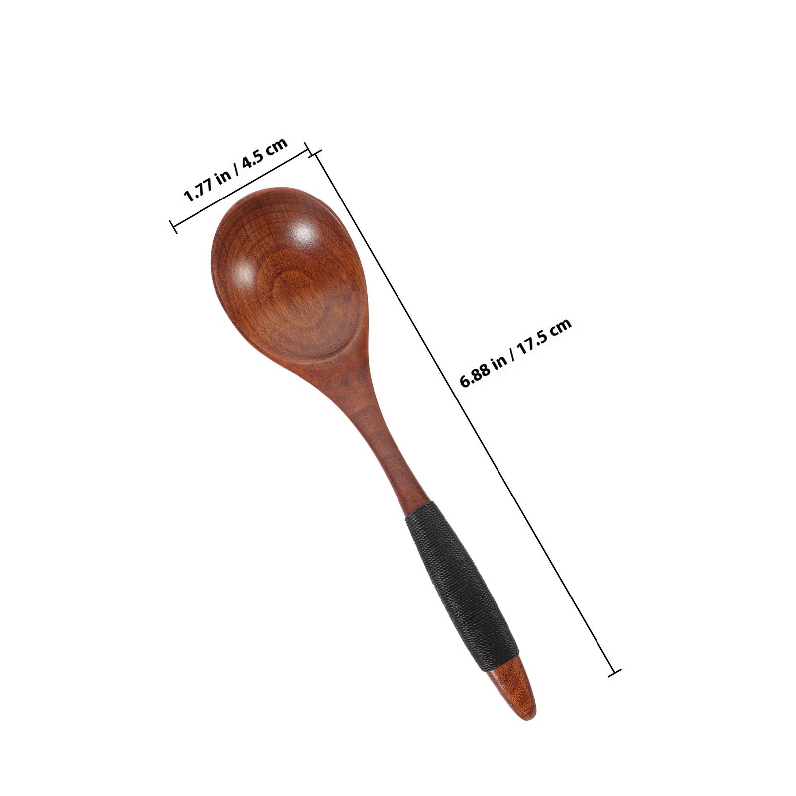 2pcs Honey Long Handle Wooden Ladle For Soup Rice Coffee Stirring Dessert Reusable Kitchen Dessert Salad Spoon