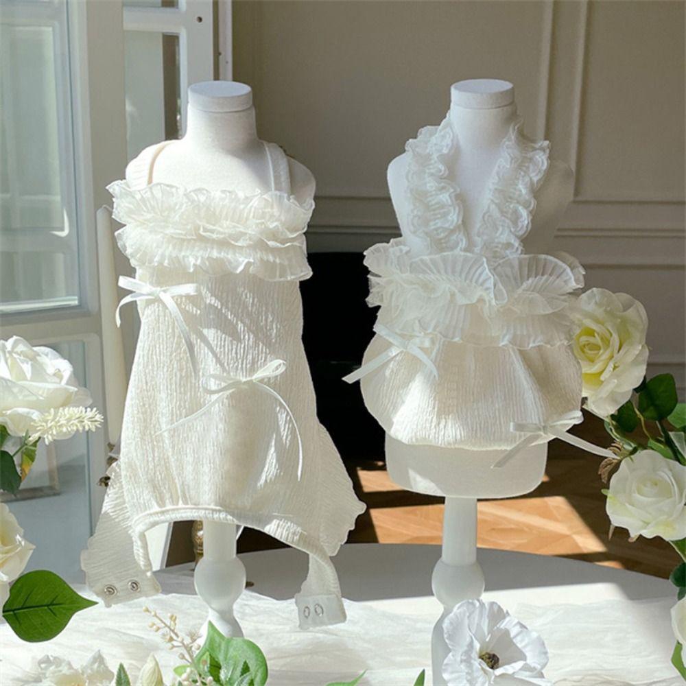 Haustierkleidung Süßes Haustier Weißes Spitzen-Camisole Weich Atmungsaktiv Sommer-Haustierweste Dünnes Design Hundekleid Pudel