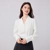 Teluoman Women's Non-Iron Cuban Collar Long-Sleeve Shirt
