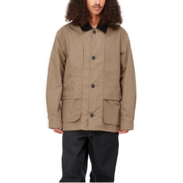 Carhartt WIP Einfarbiges Logo-Patch Cordkragen Jacke Herrenjacken I031355-1DD-XX