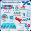 Airplane Birthday Party Decorations,167pcs Airplane Party Decorations Airplane Party Tableware Set Airplane Plates Napkins Cups Table Cloth Balloons
