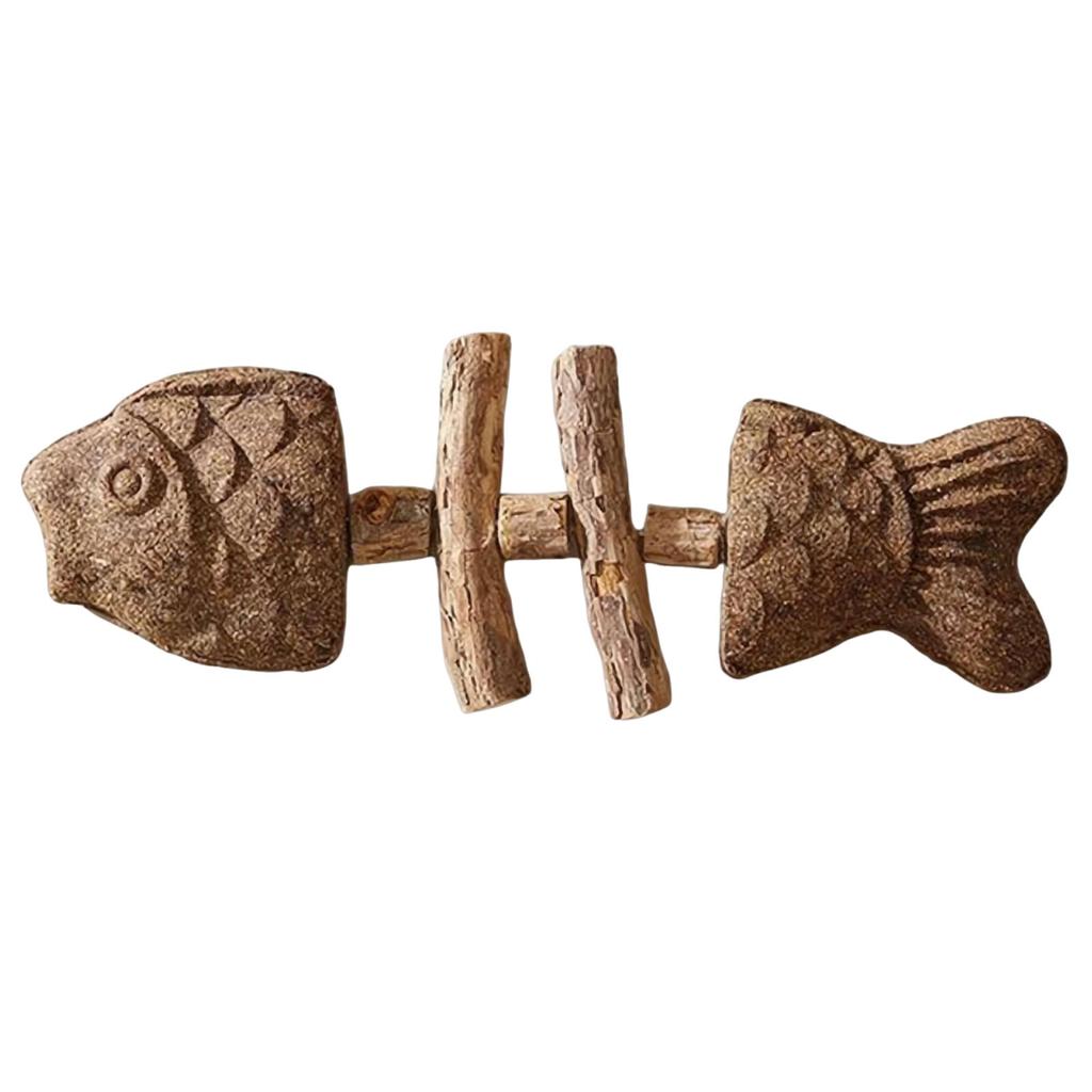 Funny Fish Bone Cat Chew Toy Wooden Teeth Cleaning Stick Cats Dental Toy for Dental Care Feline Toothbrush Alternative