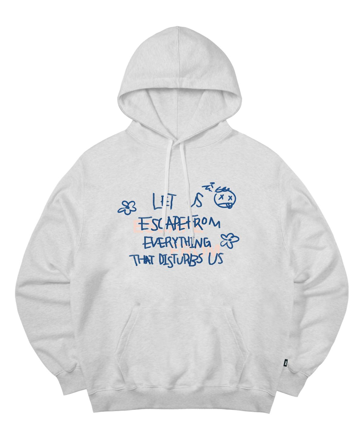 Escape From Let Us Lettering Print Hoodie White Melange L