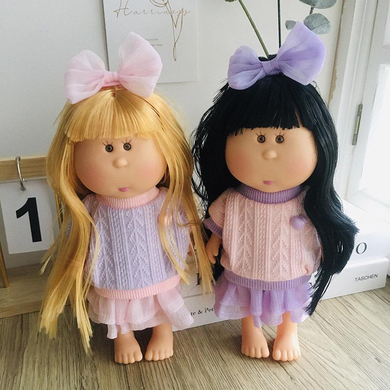 24cm Mia Doll Outfit: Pink-Purple Knit Top & Mesh Skirt Set
