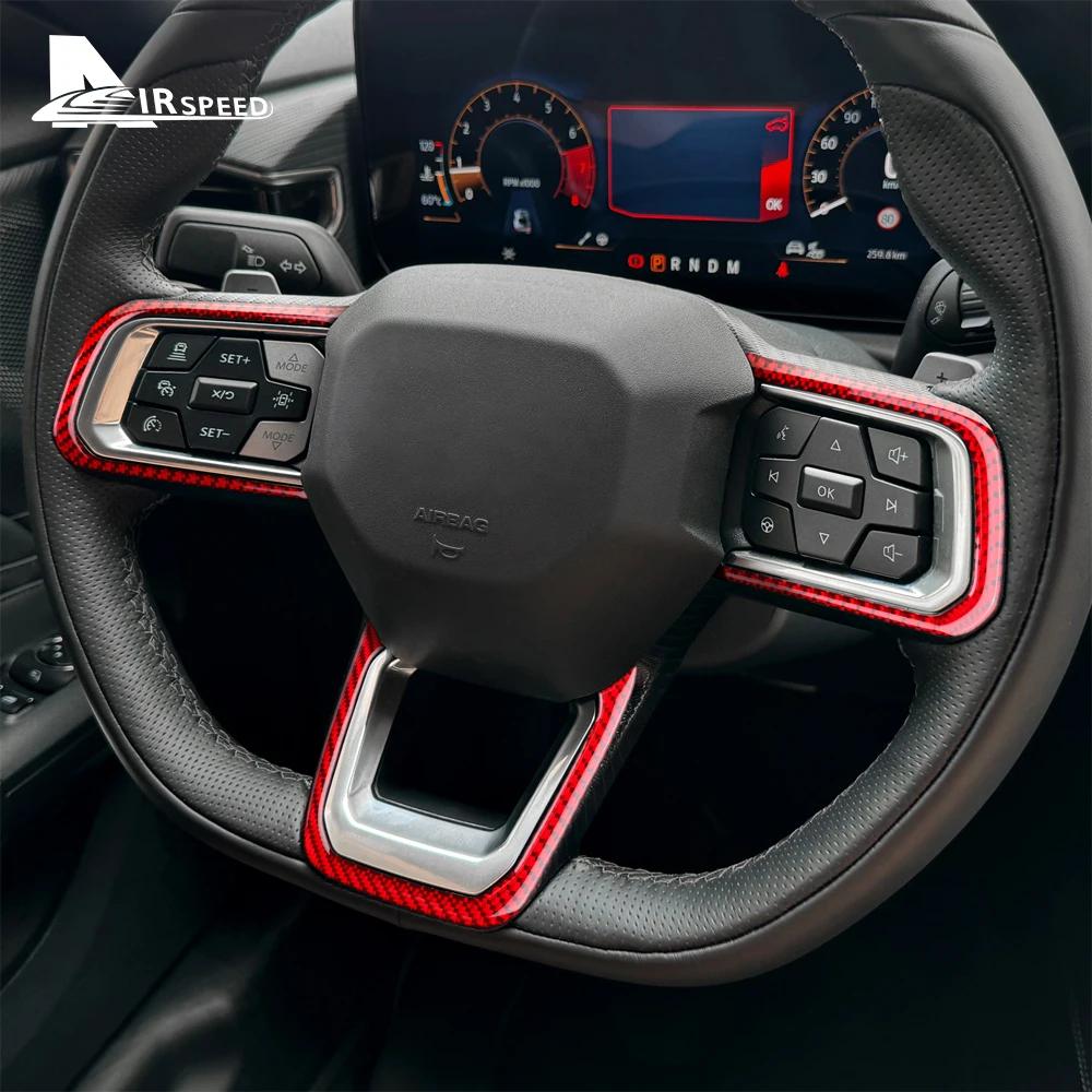 Real Soft Carbon Fiber Sticker For Ford Mustang GT 2024 2025 LHD RHD Car Steering Wheel Button Frame Interior Trim Accessories