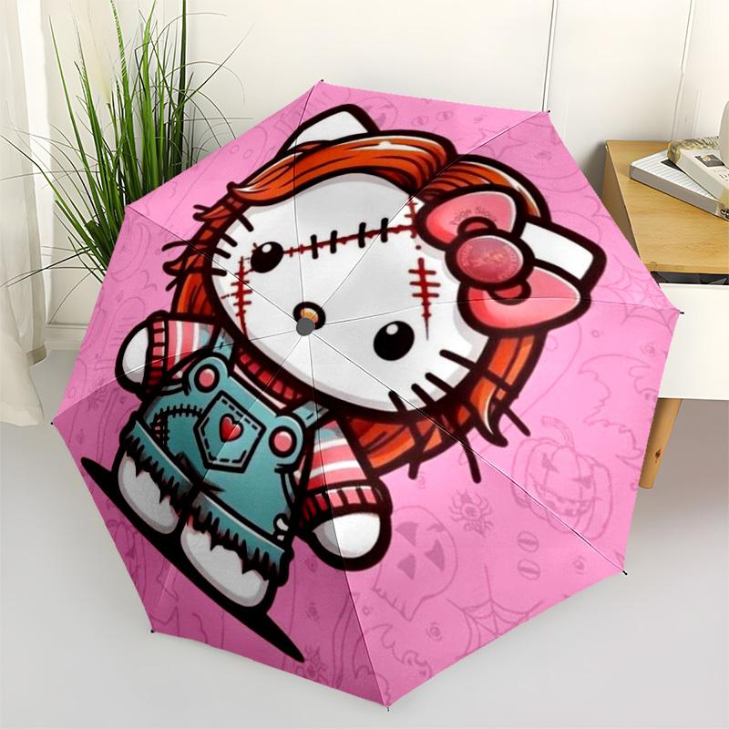 1pc Hello Kitty Automatic Personality Umbrella 8-Bone Design Compact Gear for Outdoor Travel, Perfect Helloween Chrismas Gift for Friends or Family Y2