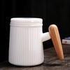 Chaxun Mutton Fat White Porcelain Tea Mug with Ebony Wood and Infuser