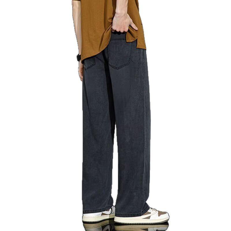 Light-colored Jeans Men's Summer Tencel Thin Loose Straight Men's Casual Trousers Trendy Versatile Retro Wide Legs
