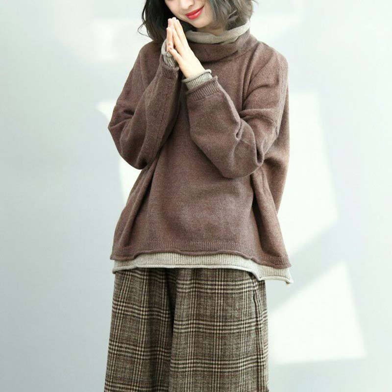 Sweater for Women Autumn Winter Thickened Warm Knitted Stretchy Long Sleeve Oversize Top