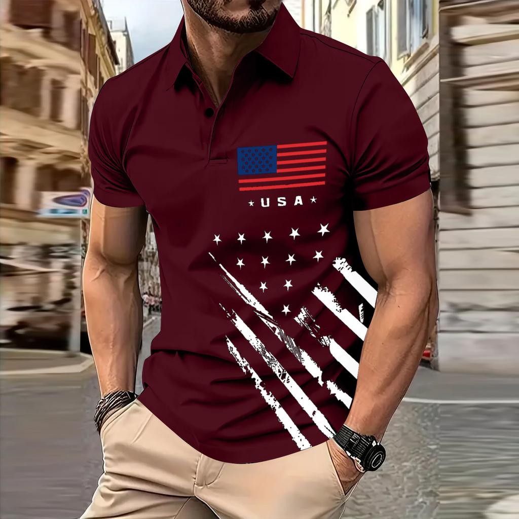 Men's  Golf Shirt Casual Sports V Neck Ribbed  Collar Short Sleeve Fashion Casual Solid Color Plain Spring & Summer Regular Fit