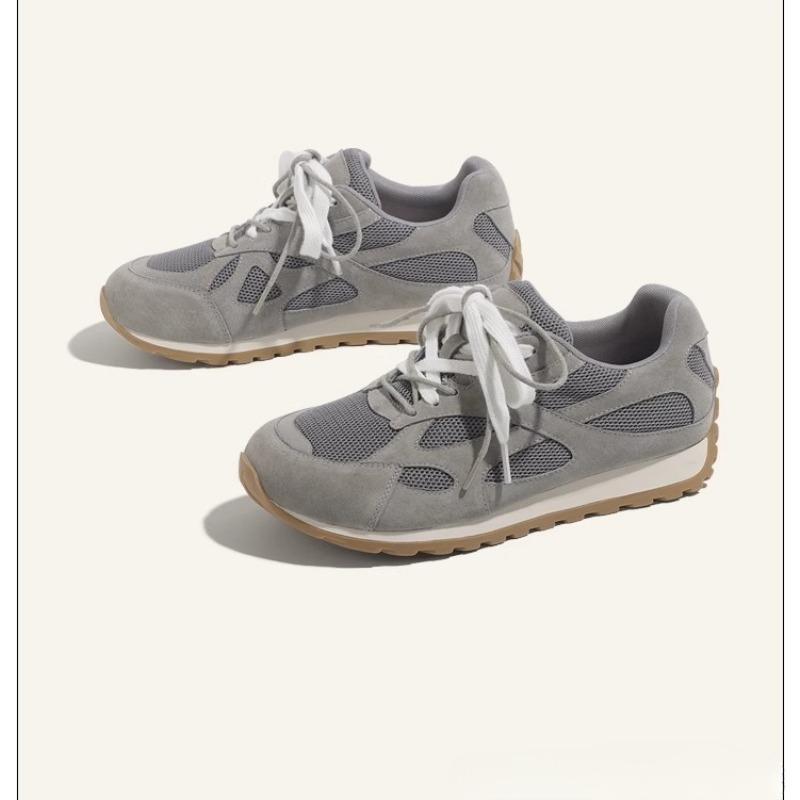 Leather~ Spring new sub-lace-up sports and leisure shoes flat-bottomed retro mesh breathable women's shoes