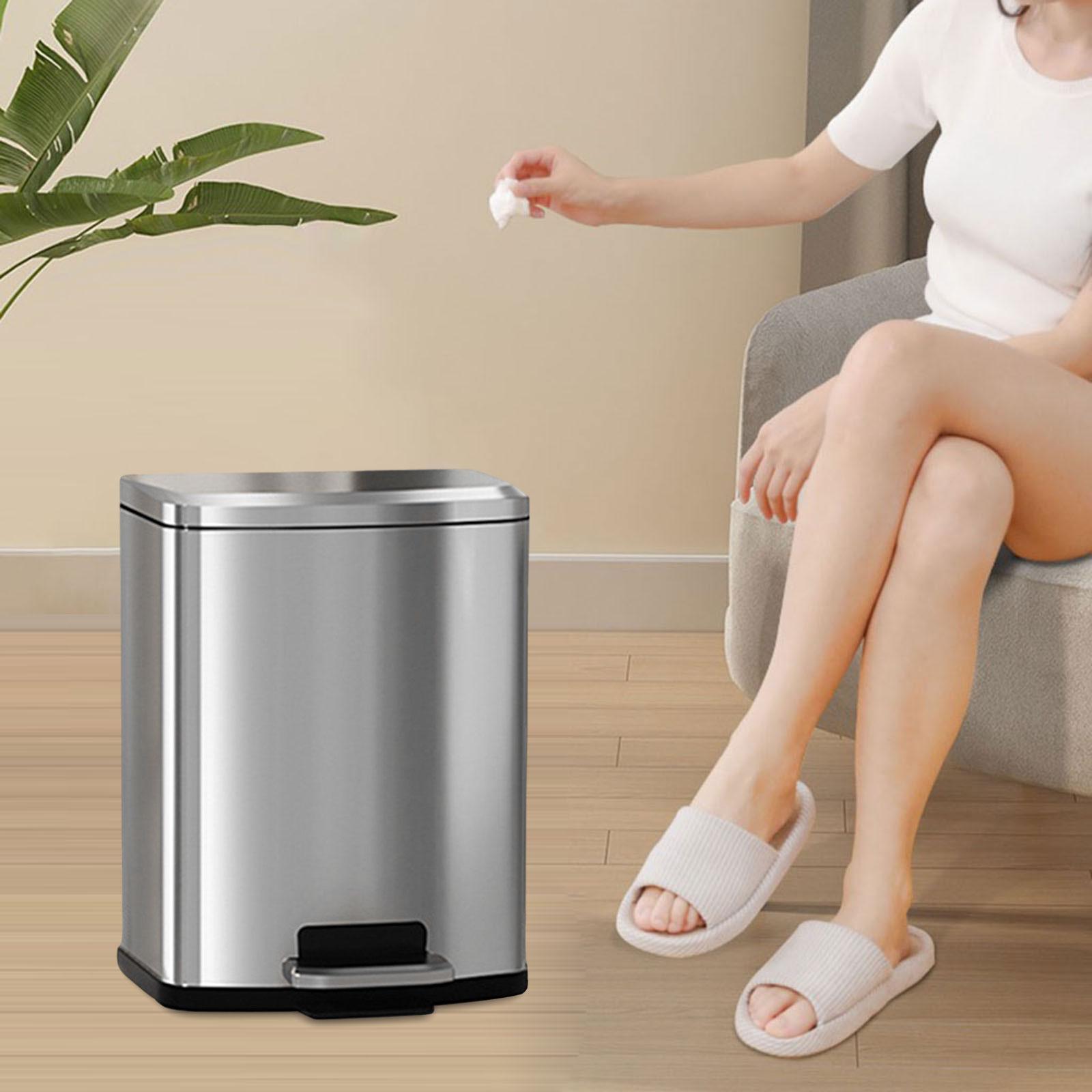

Мусорное ведро Step on Trash Can 9L Trendy Waste Container Мусорное ведро Мусорное ведро для туалета Кабинета Домашнего Офиса Ванной серебряный