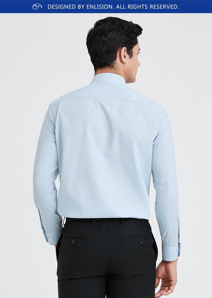 Enlision Business Dress Long Regular Shape Easy ZL0002 L Men's Shirt, Wrinkle-Resistant - Blue, Formal, Sleeve, Fit, Memory, Care,
