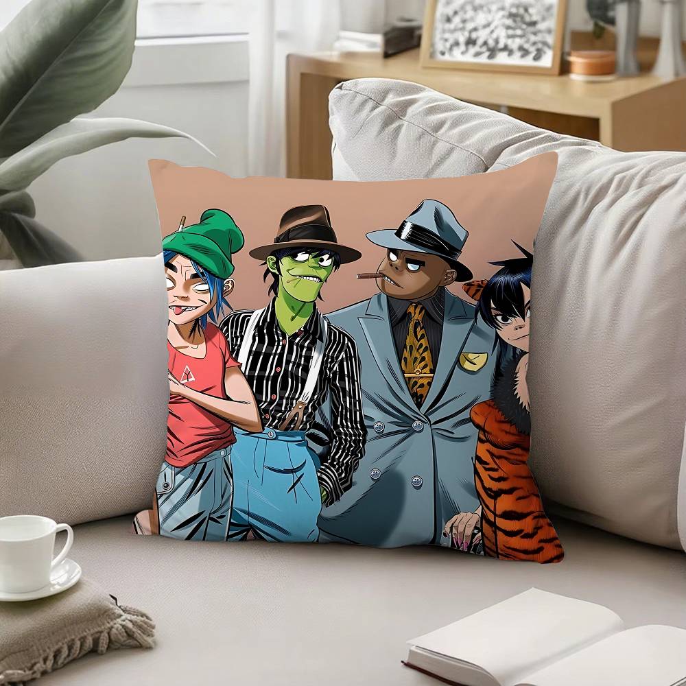 Band B-Gorillaz-W Örngott Kuddfodral Mjukt Sött Prydnadskudde För Bil Soffa Örngott Polyester Med Dragkedja