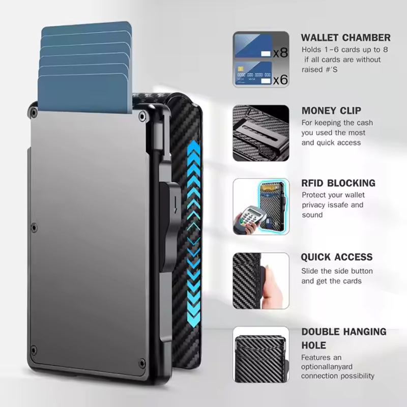Pánská RFID vyskakovací kovová peněženka na karty s magnetickým uzávěrem