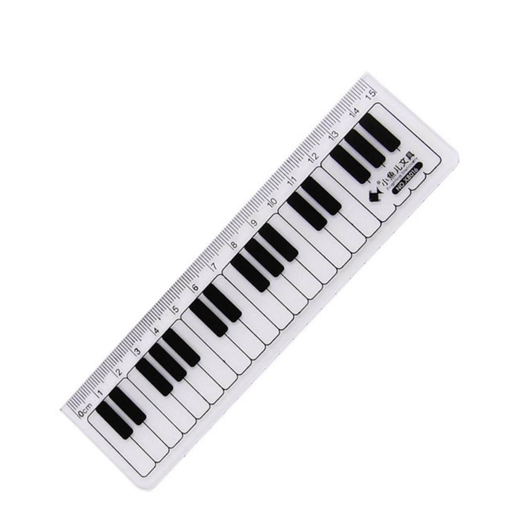 1 Stuk Schattig 15cm Zwart Wit Muzieknoten Piano Transparant Plastic Rechte Linialen Tekenen Meetliniaal Student Kantoorbenodigdheden