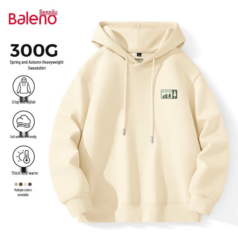 Baleno Men's Loose Fit Printed Heavyweight Hooded Sweatshirt