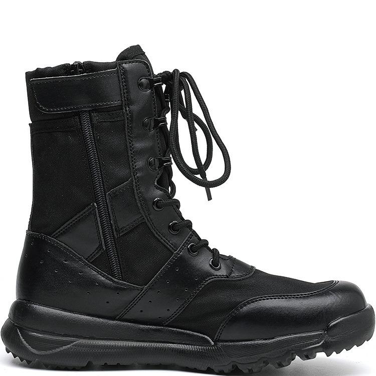 Plus Size Men's Breathable Side Zip Tactical Boots - High-Top Outdoor Military Style